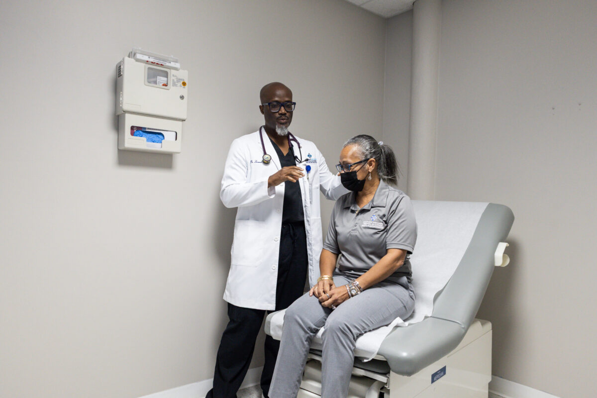 Physical examination taking place at Eleuthera Wellness Hospital